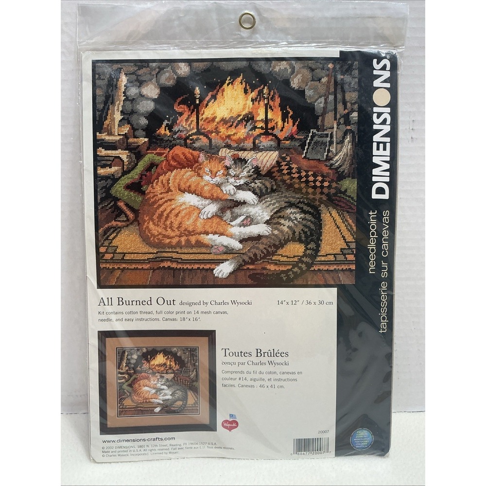Dimensions Needlepoint 20007 ALL BURNED OUT Charles Wysocki Sealed Cats